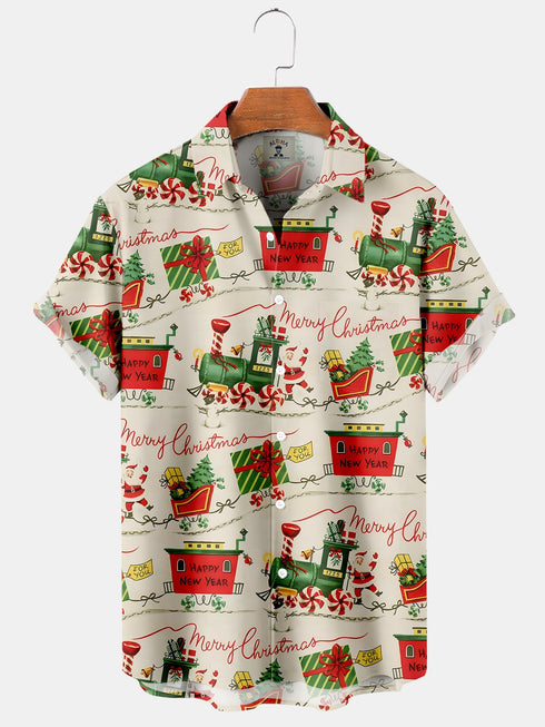 Men's Christmas Funny Graphic Short Sleeve Hawaiian Shirt